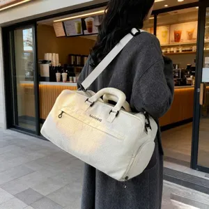 Weiße Reisetasche mit Schuhfach, wasserdichte Sporttasche Fitness Gym Bag für Damen Herren
