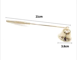 Goldener Kerzenlöscher in Glockenform mit 21 cm Länge und 3,8 cm Durchmesser Angabe