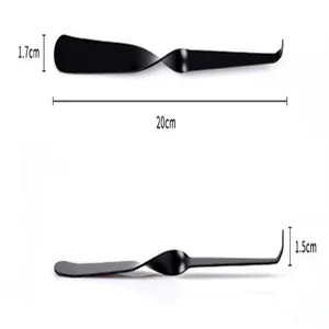 Detailed measurement view of 20cm black stainless steel candle wick dipper tools