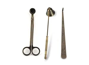 Juego de herramientas para velas de acero inoxidable en bronce antiguo con cortamechas
