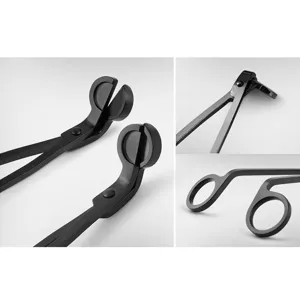 Cortador de mechas de vela profesional en acero inoxidable negro mate con detalles