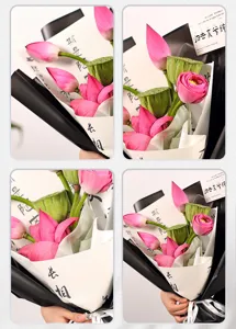 Primer plano detallado de la poesía de caligrafía china impresa en papel de flores