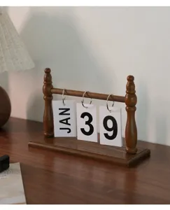Nordic minimalist wooden perpetual flip calendar for home and office desktop decoration