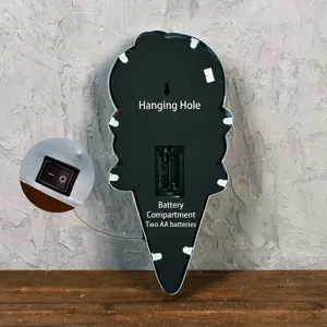 Vue arrière détaillée de l'applique LED glace avec compartiment à piles et trou de suspension