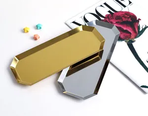 Elegante moderne goldene und silberne achteckige Edelstahlschalen für Schmuck