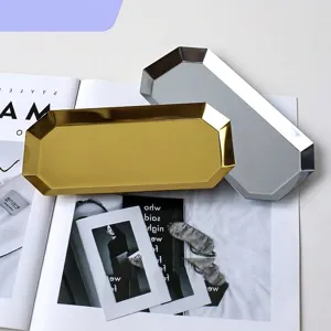 Edelstahl Achteckig Tablett Deko Schmuck Aufbewahrung Kosmetik Organizer Nordisch Spiegelpoliert Schminktisch Tablett Heim Schreibtisch Deko
