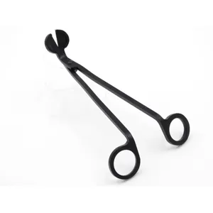 Cortador de mechas de vela de acero inoxidable negro mate con cabeza redonda.