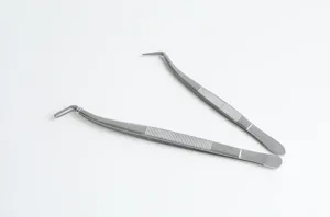 Premium stainless steel gun-shaped medical tweezers with angled tips for professional ear care