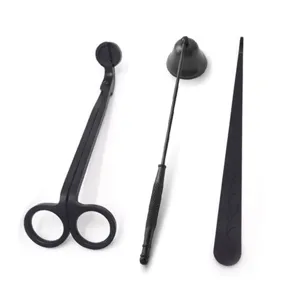 Kit de cuidado de velas de 3 piezas en acero inoxidable negro mate con tijeras
