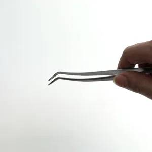 Stainless steel bayonet tweezers with curved tips for ear care and precision use
