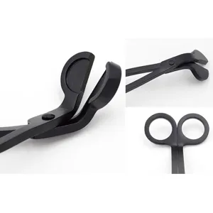 Matte black stainless steel candle wick trimmer scissors for home aromatherapy