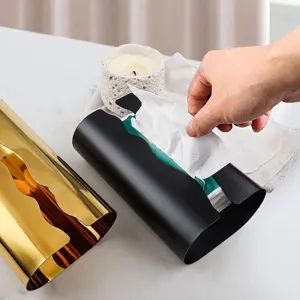 Boîte à mouchoirs moderne en acier inoxydable doré et noir pour déco de maison