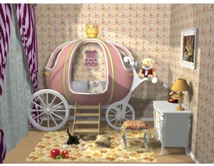 Creative bear-shaped LED wall lamp for kids bedroom decor in a fairy tale carriage setting