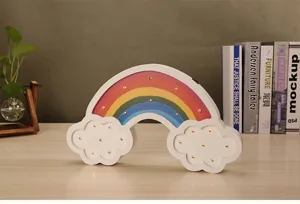Rainbow-shaped LED night light with cloud base for cozy bedroom wall decoration display