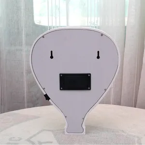 Wooden hot air balloon wall decor back view showing battery compartment and hangers