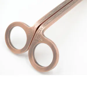 Vintage stainless steel candle wick trimmer, retro bronze scissor tool for home aroma candles.