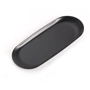 Elegante vassoio ovale in acciaio inossidabile nero opaco per candele e portaoggetti