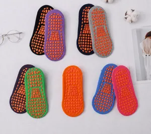 Rutschfeste Baumwollsocken mit Silikon-Grip-Pads für Yoga oder den Heimboden, bunt