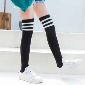 Kinder Überknie Socken Mädchen Schüler Lange Socken Drei Streifen Baumwolle Atmungsaktiv Sportlich Preppy Mid Calf Socken