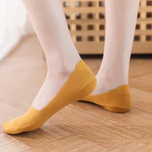 Damen Baumwolle Unsichtbare Socken Anti Rutsch Silikon Niedriger Schnitt Boot Socken Atmungsaktiv Weich Dünn Sommer Strümpfe