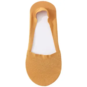 Senfgelbe unsichtbare Füßlinge für Damen aus reiner Baumwolle für sommerliche Schuhe