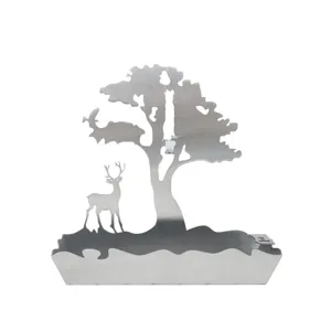Creatieve roestvrijstalen muggenspiraalhouder met silhouet van een boom en een hert