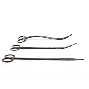 Professional black stainless steel aquatic plant scissors set for aquarium landscaping