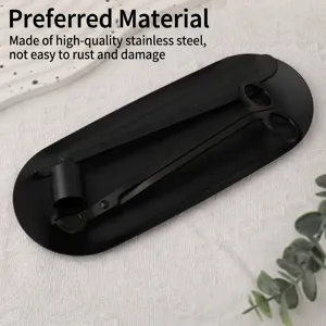 Juego profesional de accesorios para velas en acero inoxidable negro con cortapabilos