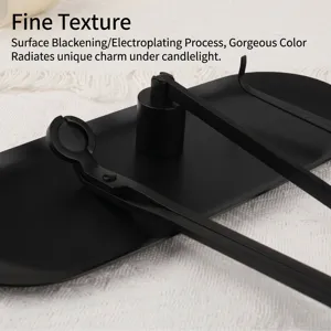 Juego de accesorios para velas de 4 piezas en acero inoxidable negro mate con bandeja