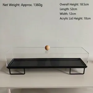 Bandeja de exhibición rectangular de acrílico para pasteles, con 52 cm de largo.
