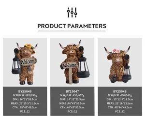 Detailed product parameters for solar highland cow garden statues with resin finish