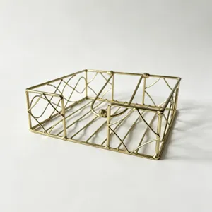 Nordic gold metal napkin holder desktop tissue storage rack for restaurant kitchen decor table