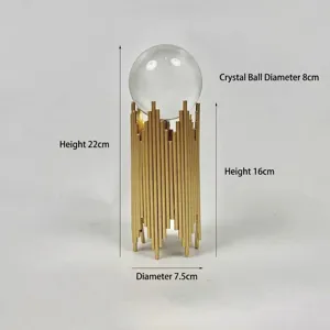 Detailed dimensions of gold iron crystal ball ornament with 8cm sphere