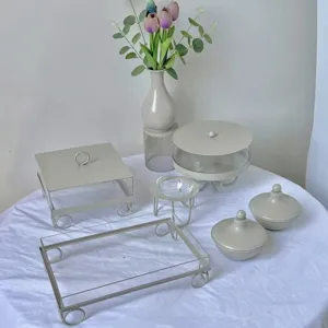 Juego completo de elegantes soportes para postres y bandejas de aperitivos europeos