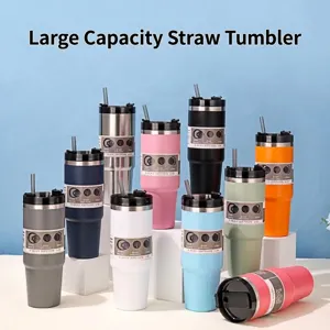 Double Wall Stainless Steel Vacuum Insulated Car Mug With Straw Multi Function Lid Portable Travel Drinkware Tumbler Cup