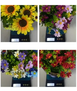 Dettaglio che mostra il peso del cesto di fiori appeso artificiale con margherite