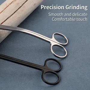 Professional curved stainless steel scissors for aquarium plant trimming and landscaping