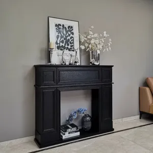 Élégant manteau de cheminée français en bois noir pour la décoration du salon et de la maison
