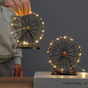 Ευρωπαϊκό Ρετρό Σιδερένιο Μοντέλο Ferris Wheel Χειροτεχνίας Δημιουργικό Σπίτι Σαλόνι Ντουλάπι Κρασιού Διακοσμητικό Στολίδι Βάση Οθόνης