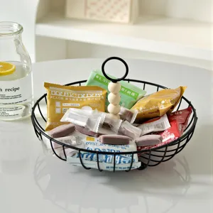 Moderne Noordse minimalistische zwart metalen fruitmand voor snacks huis