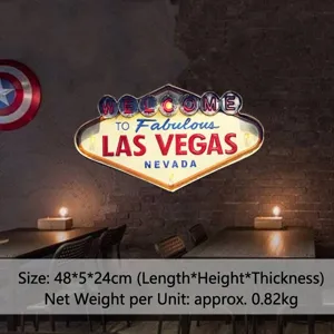 Industrielles Las Vegas LED Metallschild Wanddeko für Bars und Pubs