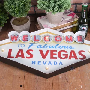 Vintage Las Vegas LED Blechschild im Industriedesign für Bar Wanddekoration