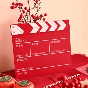 Accessoires Photo Créatifs pour Mariage Clap de Cinéma Rouge Panneau Décoratif en MDF pour Mariée Demoiselles d Honneur Photographie de Cérémonie