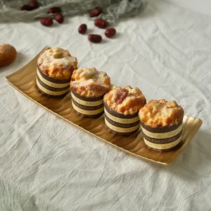 Elegant French-style gold wooden tray for snacks and desserts, creative home decor centerpiece