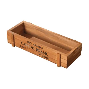 Vintage Zakka ορθογώνιο ξύλινο κασπό για παχύφυτα με διακοσμητική εκτύπωση