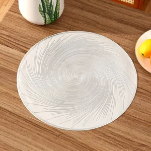 Elegant silver spiral pattern PVC heat-resistant placemat for stylish dining table