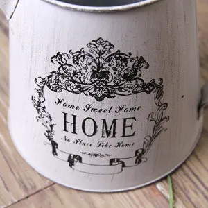 Secchio per fiori vintage in ferro stile americano con stampa decorativa Home Sweet Home