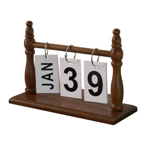 Nordic style minimalist wooden perpetual flip desk calendar for home and office