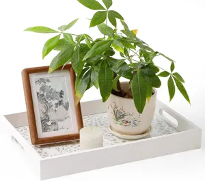 White wooden hollow decorative tray detail showing elegant Nordic design for home storage.