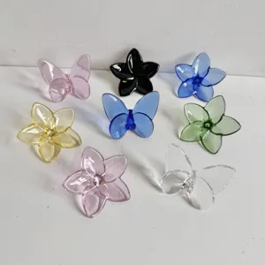 Colorful crystal butterfly and glass flower ornaments for home decoration display